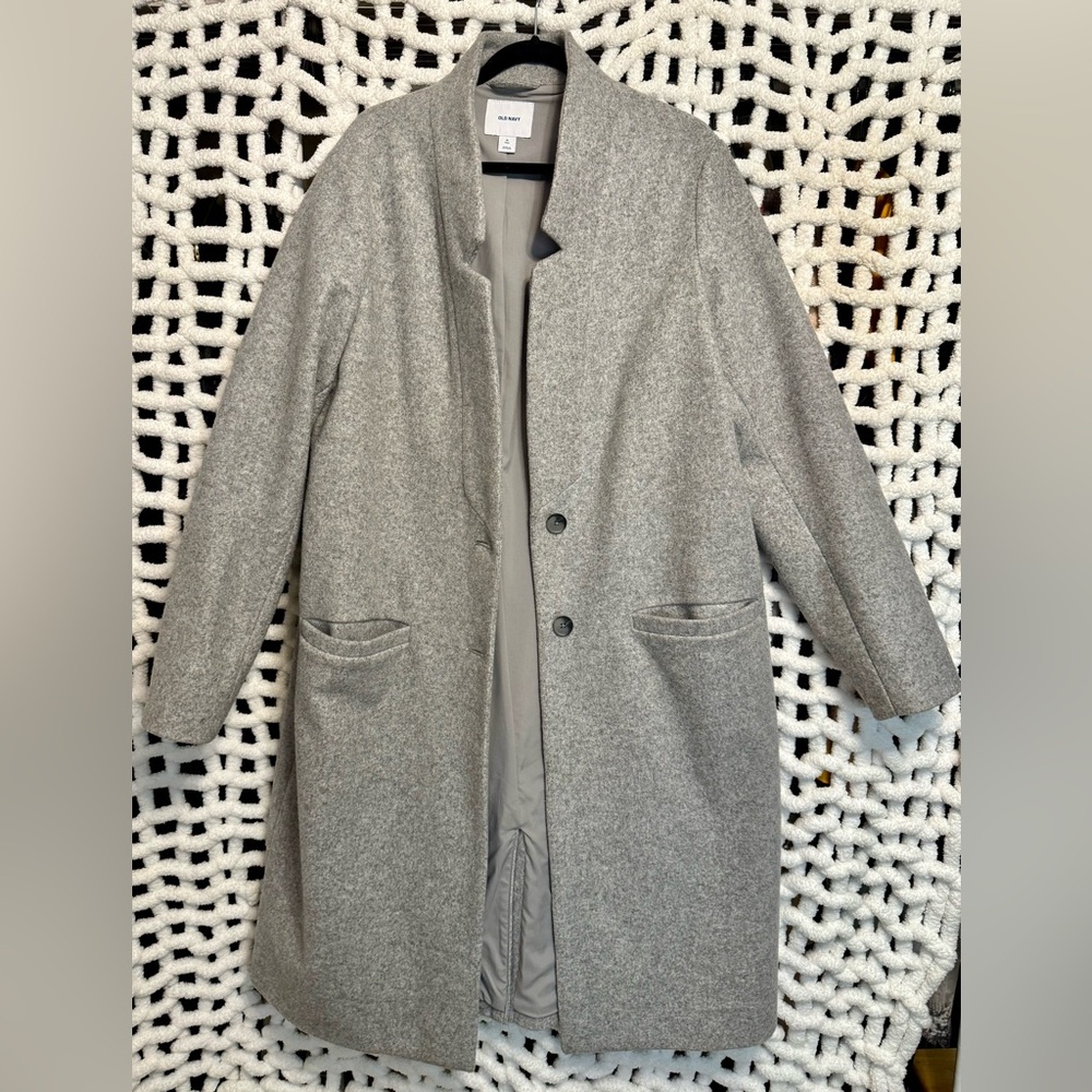 Old Navy Grey Wool Blend Coat XL Tall
